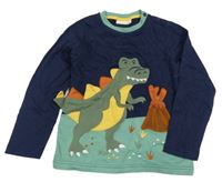 Tmavomodro-zelené triko s dinem Jojo Maman Bébé