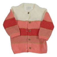 Ružovo-bielo-zlatý pruhovaný prepínaci sveter F&F