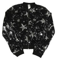 Černo-stříbrná flitrová podšitá crop bunda C&A