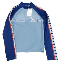 Nové - modro-tmavomodré UV triko se žralokem Fat Face