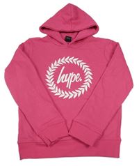 Ružová mikina s logom a kapucňou Hype