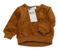 Nové - hnedá rebrovaná zamatová mikina hema