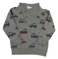Sivá mikina s autami Topomini