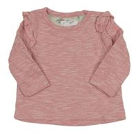 Ružové melírované úpletové tričko