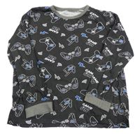 Antracitové pyžamové triko s ovladači 