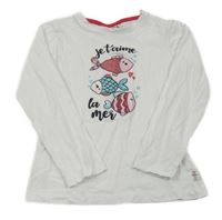 Bílé triko s rybkami 