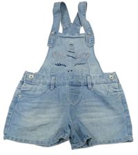 Světlemodré laclové riflové kraťasy s jednorožcem 