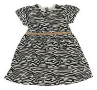 Čierno-biele vzorované šaty s mašličkou