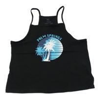 Čierny crop top s palmou
