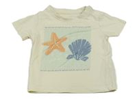 Smotanové tričko s mušlemi Primark