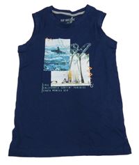 Tmavomodré tielko s potlačou