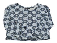 Modro-tmavomodré vzorované crop triko Matalan