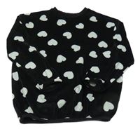 Čierna plyšová mikina s modrými srdiečkami George