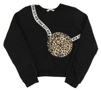 Černá crop mikina s potiskem kabelky H&M
