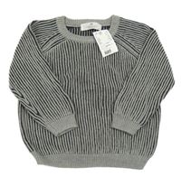 Nové - sivo-čierny rebrovaný sveter H&M