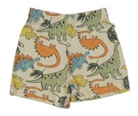 Smetanovo-farebné kraťasy s dinosaurami