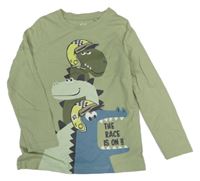 Khaki triko s dinosaury C&A