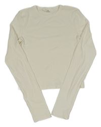 Bílé žebrované crop triko H&M
