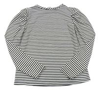 Bílo-černé pruhované žebrované triko Tu