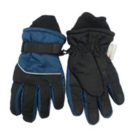 Tmavomodro-černé prstové šusťákové zimní rukavice zn. Tu