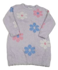 Lila svetrové šaty s květy Primark