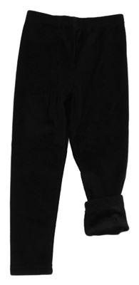 Černé žebrované sametové zateplené legíny St. Bernard