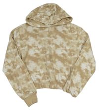 Béžovo-biela batikovaná crop mikina s kapucňou H&M