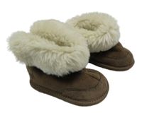 Hnědé semišové zateplené válenky s kožešinou GAP