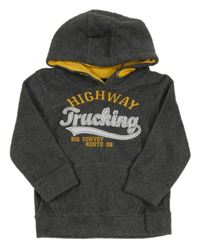 Antracitová fleecová mikina s nápisy a kapucí Topomini