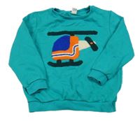 Zelená mikina s vrtulníkem Tu