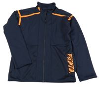 Tmavomodro-neónově oranžová vzorovaná prepínaci športová mikina Adidas