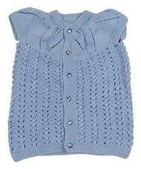 Svetlomodrá perforovaná pletená prepínaci vesta