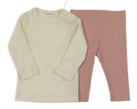 2set - Bílé žebrované triko + růžové žebrované legíny F&F