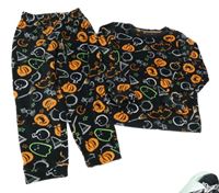 Černé plyšové pyžamo s dýněmi Nutmeg