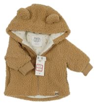 Nové - Béžová huňatá zateplená mikina s kapucí F&F
