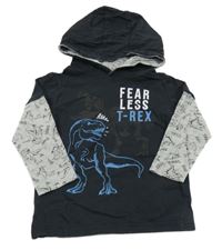 Tmavošedo-šedé triko s diny a kapucí Kiki&Koko