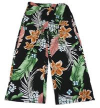 Čierno-farebné kvetované palazzo nohavice Shein