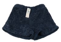 Nové - Tmavomodrá chlupaté třpytivé kraťasy Kylie