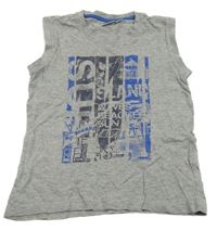 Sivo-modré tielko s nápisom Alive