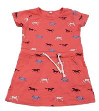 Jahodové šaty s koníky