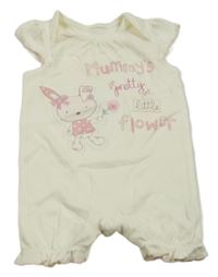 Smetanový kraťasový overal s králíčkem George