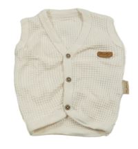 Smotanová rebrovaná vesta s nášivkou