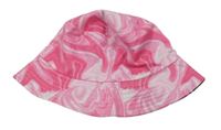 Růžovo-bílý vzorovaný oboustranný klobouk 