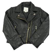 Černý koženkový crop křivák River Island