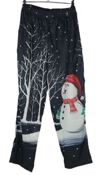 Dámske tmavosivé šušťákové nohavice so sněhulákem