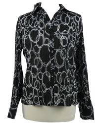 Dámská černo-bílá vzorovaná plisovaná šifonová halenka zn.F&F