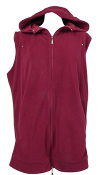 Dámská purpurová fleecová propínací vesta s kapucí 