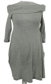 Dámske sivé úpletové šaty s komínovým golierom Primark