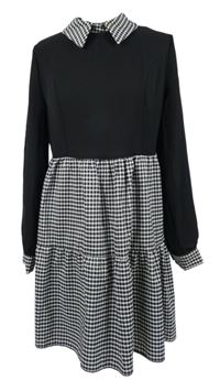 Dámské černo-kostkované šaty s límečkem Shein 