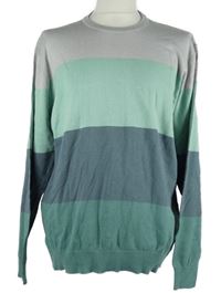 Pánský šedo-zelený pruhovaný svetr Infinity 